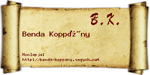 Benda Koppány névjegykártya
